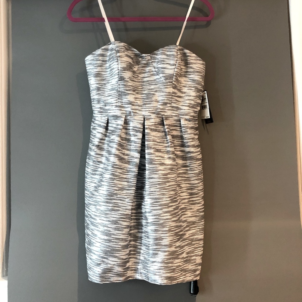 AQUA Strapless Jacquard Tulip Dress